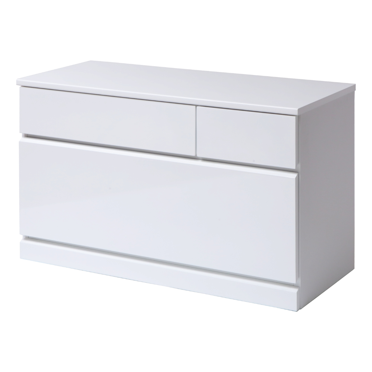 ローチェスト 幅89.5cm 鏡面仕上げ 完成品 ( チェスト 収納 引出し 鏡面 クローゼット 2段 3杯 フルオープン お手入れ簡単 衣類収納 ディスプレイ ホワイト )