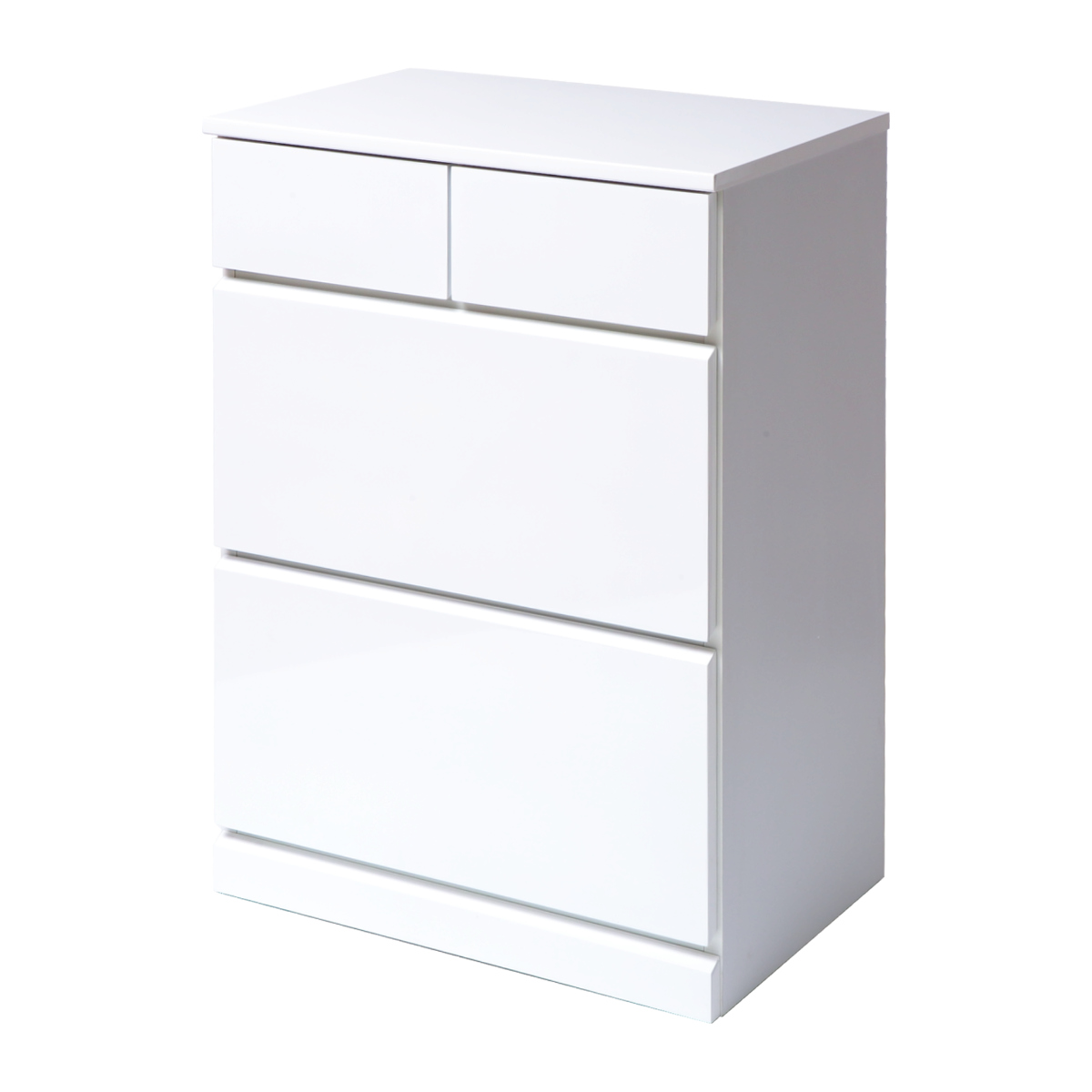 ハイチェスト 幅60cm 引出し4杯 鏡面仕上げ 完成品 ( チェスト 収納 引出し 鏡面 クローゼット 3段 4杯 フルオープン お手入れ簡単 衣類収納 ディスプレイ ホワイト )