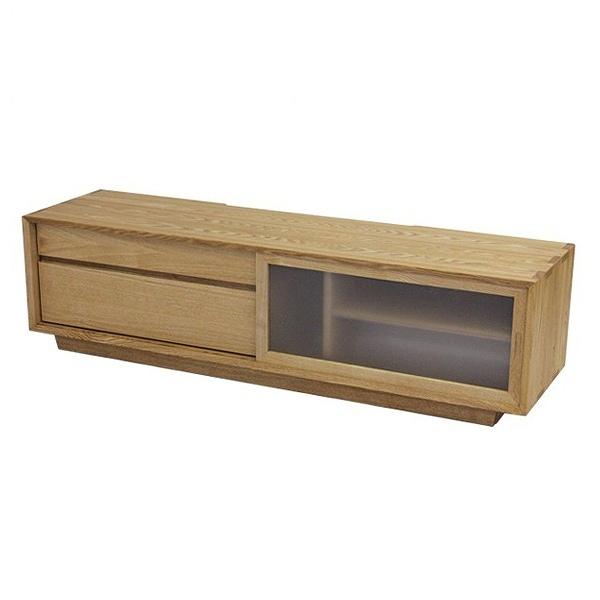 美品】オーク無垢材 収納引き出し・ガラス棚付き テレビボード （150