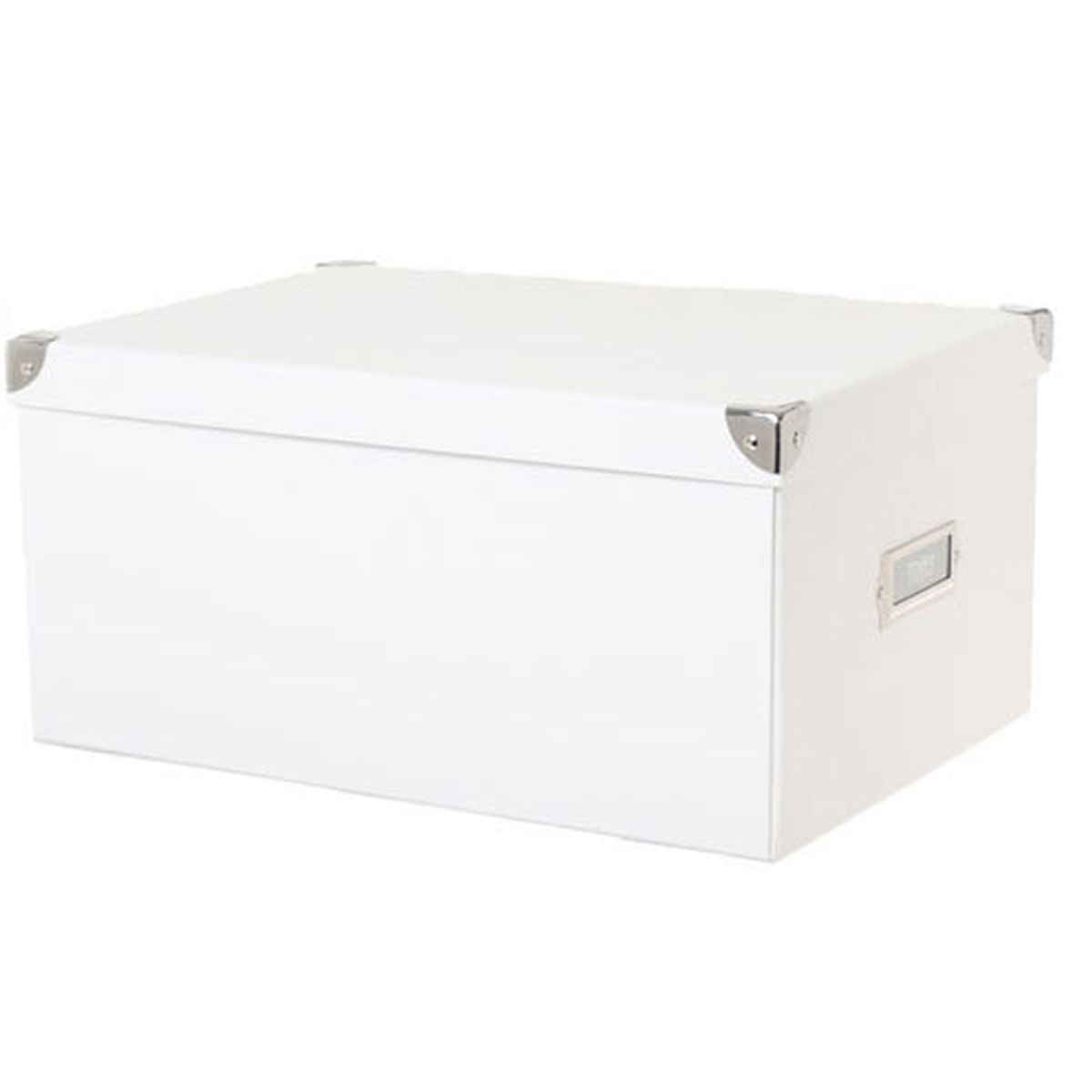 収納ボックス Toffy マジックボックス L ふた付き A4 幅27×奥行38×高さ18cm ( 収納 ボックス 箱 紙 紙製 パルプ フタ付き 小物収納 小物入れ ケース ストック 積み重ね 金属 金具付き 丈夫 折りたたみ 整理整頓 片付け ) 【シュガーホワイト】 シュガーホワイト