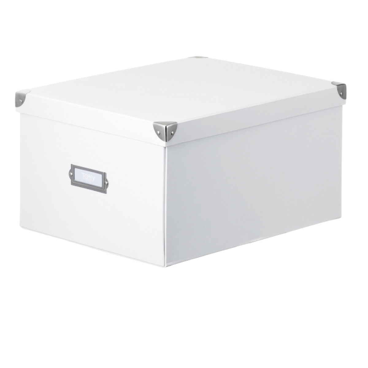 収納ボックス Toffy マジックボックス XL ふた付き 幅31×奥行40×高さ21cm ( 収納 ボックス 箱 紙 紙製 パルプ フタ付き 小物収納 小物入れ ケース ストック 積み重ね 金属 金具付き 丈夫 折りたたみ 整理整頓 片付け ) 【シュガーホワイト】 シュガーホワイト