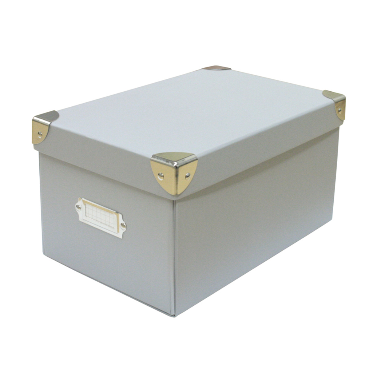 収納ボックス roomonize マジックボックス S ふた付き 幅15.5×奥行26×高さ13.5cm ( 収納 ボックス 箱 紙 紙製 パルプ フタ付き 小物収納 小物入れ ケース ストック 積み重ね 金属 金具付き 丈夫 折りたたみ 整理整頓 片付け ) 【グレー】 グレー