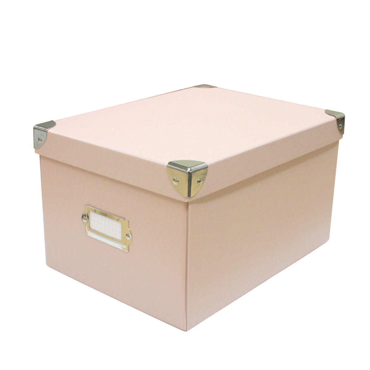 収納ボックス roomonize マジックボックス M ふた付き 幅20.5×奥行28×高さ15.5cm ( 収納 ボックス 箱 紙 紙製 パルプ フタ付き 小物収納 小物入れ ケース ストック 積み重ね 金属 金具付き 丈夫 折りたたみ 整理整頓 片付け ) 【ピンク】 ピンク