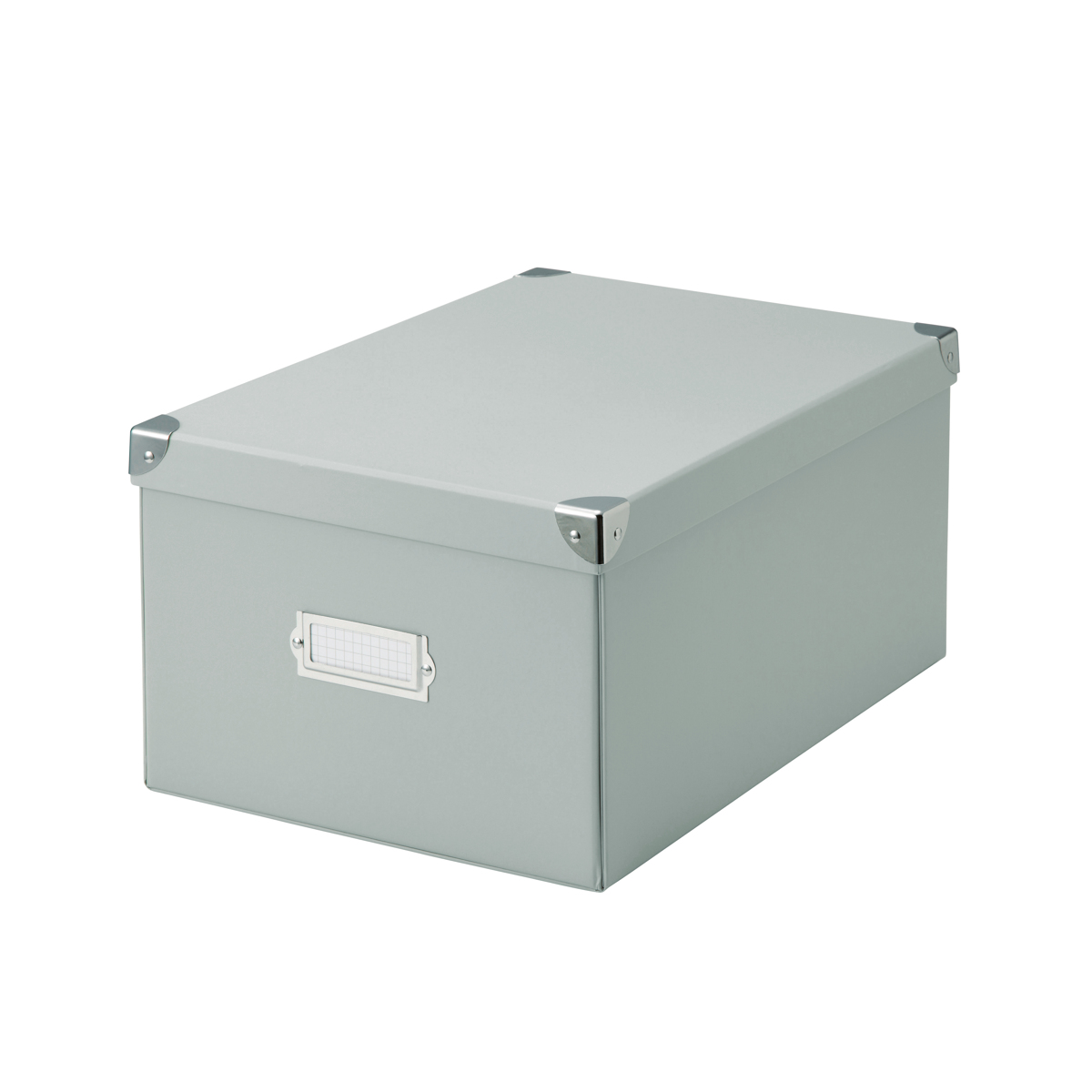 収納ボックス roomonize マジックボックス L ふた付き A4 幅27×奥行38×高さ18cm ( 収納 ボックス 箱 紙 紙製 パルプ フタ付き 小物収納 小物入れ ケース ストック 積み重ね 金属 金具付き 丈夫 折りたたみ 整理整頓 片付け ) 【グレー】 グレー