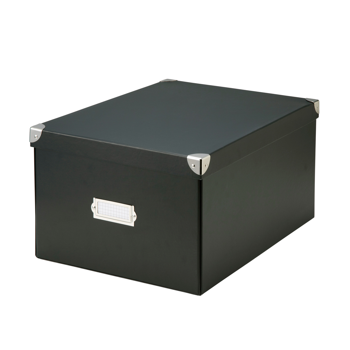 収納ボックス roomonize マジックボックス XL ふた付き 幅31×奥行40×高さ21cm ( 収納 ボックス 箱 紙 紙製 パルプ フタ付き 小物収納 小物入れ ケース ストック 積み重ね 金属 金具付き 丈夫 折りたたみ 整理整頓 片付け ) 【ブラック】 ブラック