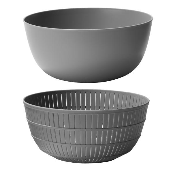 Dショッピング 米研ぎ ザル ボウル お米が美味しく研げるザルとボウル Colander Bowl 2点セット ライクイット Like It 米研ぎボウル 米研ぎザル 米とぎ セット 米研ぎ用ボウル 米研ぎボール 水切りザル 水切りボウル 水切りボール 湯切りザル グレー