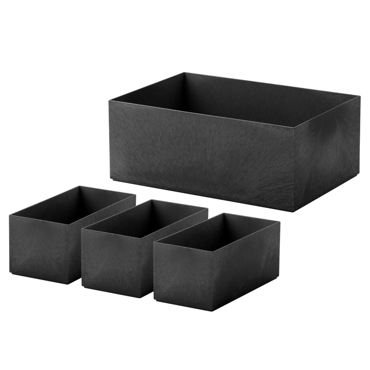 収納ケース タイディアップボックス 深型 4点セット ( 収納ボックス 小物入れ 収納 オープンシェルフ オープンラック インナーボックス 文房具 キッチン ランドリー 小物 小物収納 小物ケース 整理整頓 仕分け 棚 ) 【ブラック】 ブラック