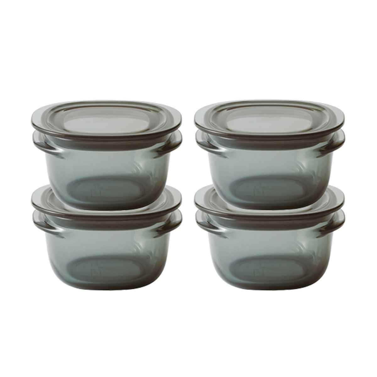 保存容器 200ml 調理ができる保存容器 Sサイズ 4個入 ( 日本製 密閉 プラスチック 電子レンジ対応 食洗機対応 冷凍庫OK 電子レンジ調理器 保存 容器 フードコンテナ 0.2L 透明 割れにくい 軽い 丈夫 キャニスター フードストッカー ) 【グレー】 グレー