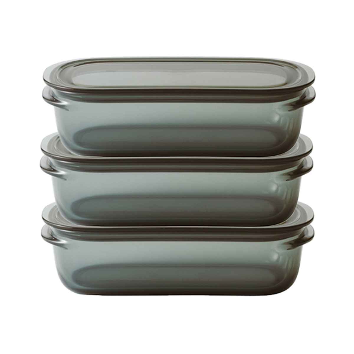 保存容器 520ml 調理ができる保存容器 Mサイズ 3個入 ( 日本製 密閉 プラスチック 電子レンジ対応 食洗機対応 冷凍庫OK 電子レンジ調理器 保存 容器 フードコンテナ 0.52L 透明 割れにくい 軽い 丈夫 フードストッカー ) 【グレー】 グレー