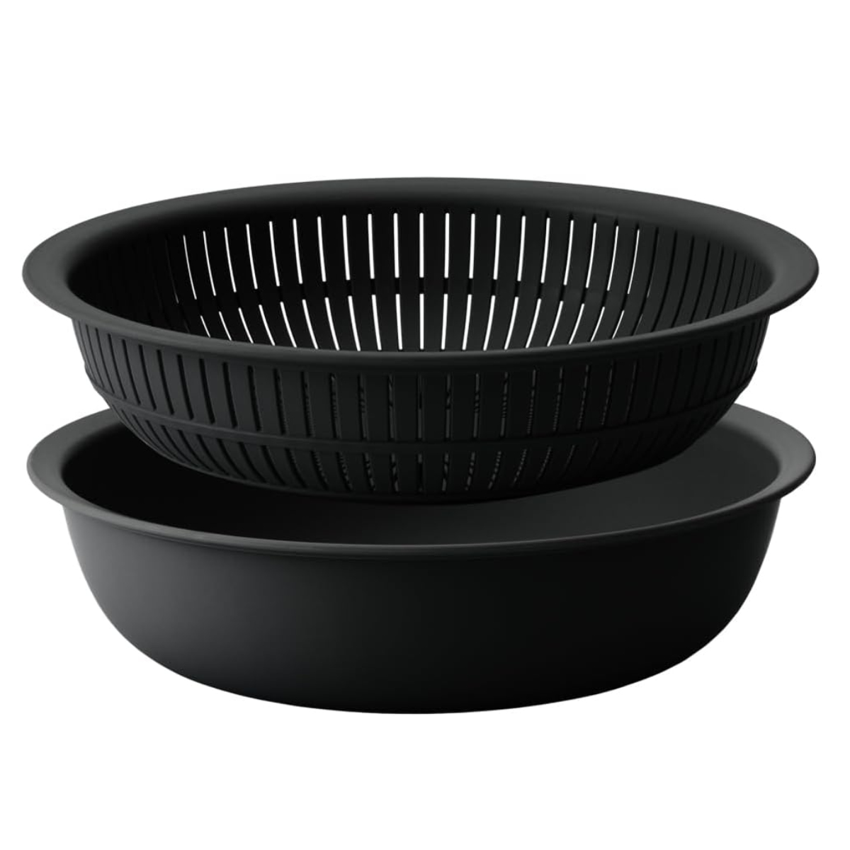 米研ぎボウル ザル 浅型 ライクイット 電子レンジ対応 食洗機対応 日本製 米とぎにも使えるザルとボウル LBK-02 ( like-it 米研ぎザル 米とぎ セット 米研ぎ用ボウル 米研ぎボール 水切りザル 水切りボウル ) 【ブラック】 ブラック