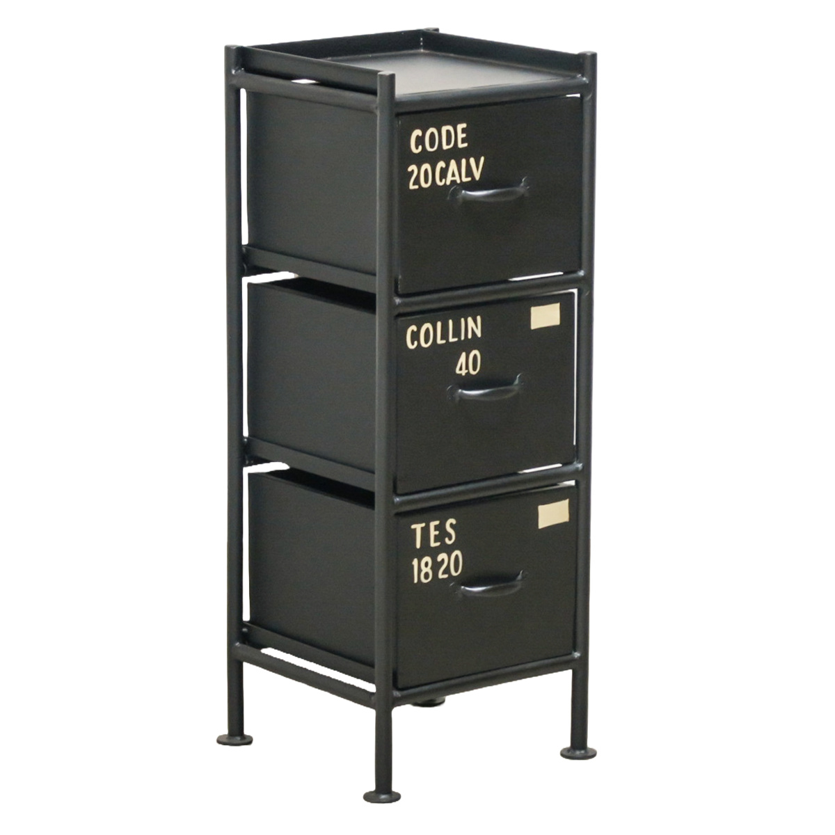 スチール スリムチェスト 幅30cm 引出し3杯 インダストリアル 完成品 ( チェスト スリム 引き出し 3杯 棚 ラック 飾り棚 省スペース ブラック グレー ベージュ ) 【ブラック】 ブラック