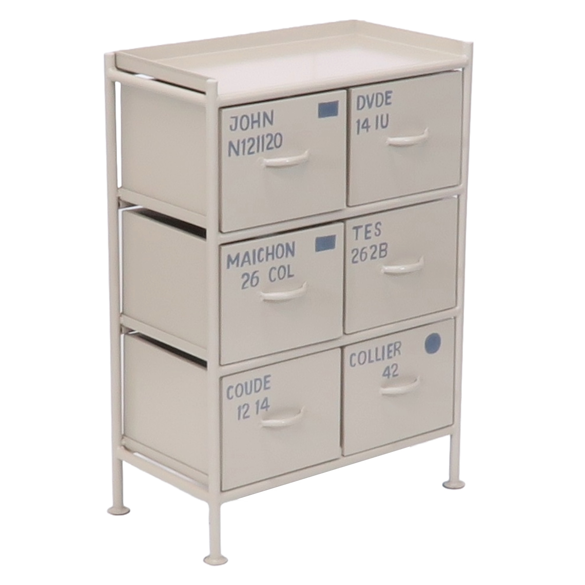 スチールチェスト 幅57cm 引出し6杯 インダストリアル 完成品 ( チェスト スチール 引き出し 6杯 棚 ラック 飾り棚 ブラック グレー ベージュ ) 【ベージュ】 ベージュ