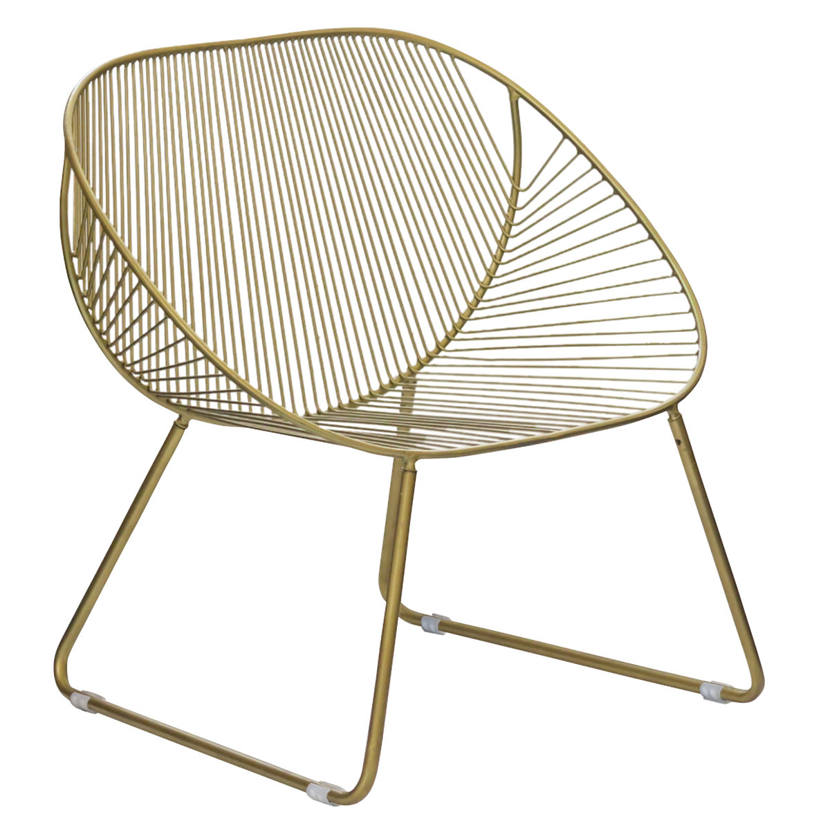 ラウンジチェア 座面高36cm ワイヤーワイドチェア アンティーク調 ミーチェ ( チェア チェアー イス 椅子 1人掛け リビング ワイド アイアン 屋外 ベランダ テラス スタイリッシュ おしゃれ カフェチェア パーソナルチェア いす ) 【ゴールド】 ゴールド