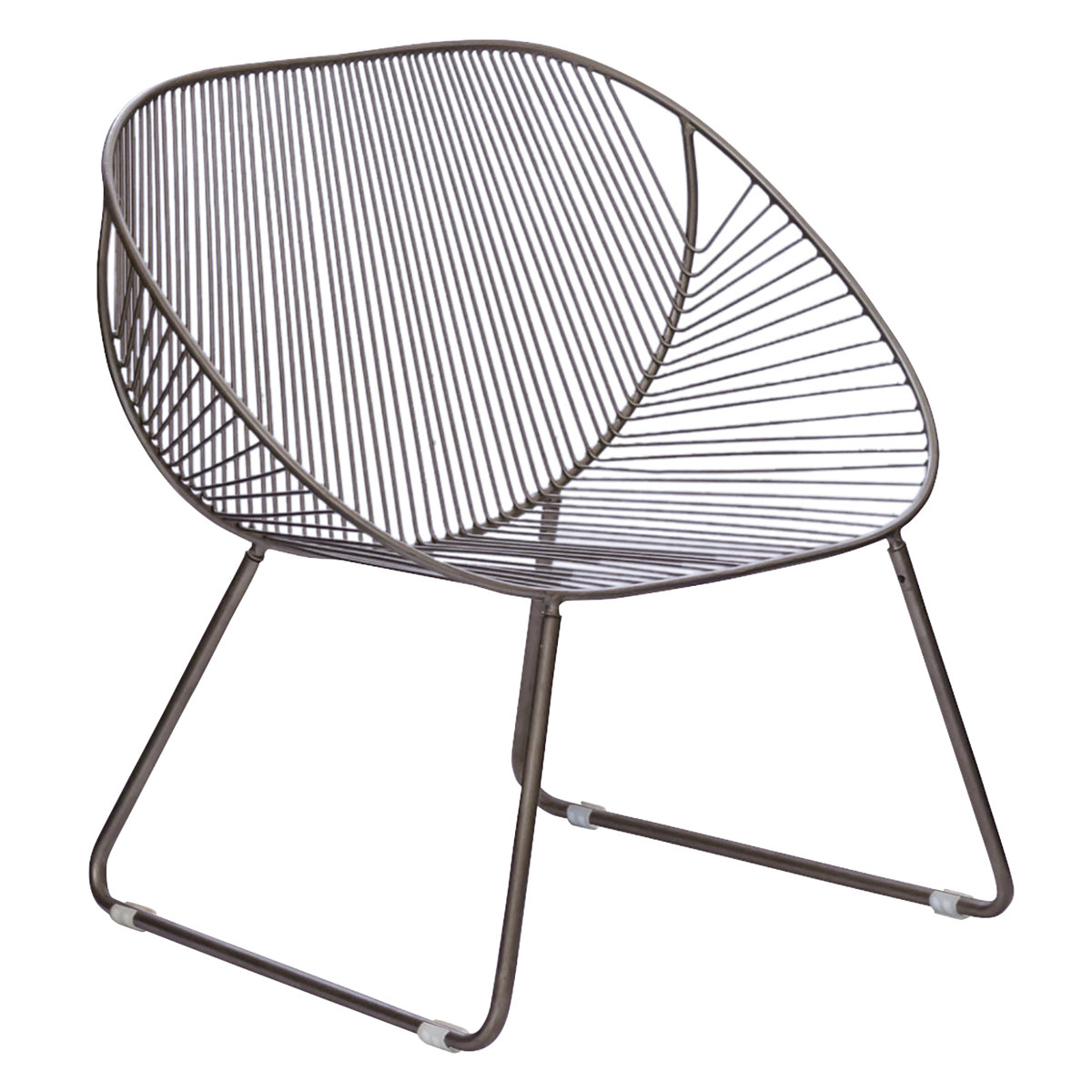 ラウンジチェア 座面高36cm ワイヤーワイドチェア アンティーク調 ミーチェ ( チェア チェアー イス 椅子 1人掛け リビング ワイド アイアン 屋外 ベランダ テラス スタイリッシュ おしゃれ カフェチェア パーソナルチェア いす ) 【シルバー】 シルバー