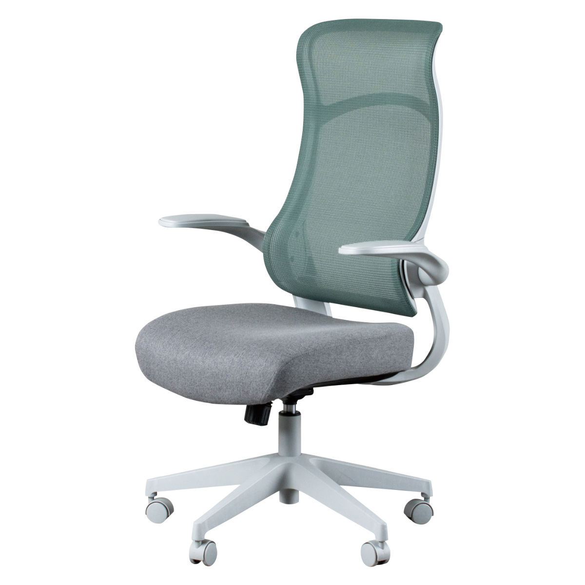 オフィスチェア メッシュ ハイバックタイプ 昇降式 座面高47~56.5cm フェイト ( ワークチェア パソコンチェア 肘掛け デスクチェア ロッキング機能 座面 高さ調節 キャスター付き PCチェア チェア イス オフィス 仕事 勉強 ) 【グリーン】 グリーン