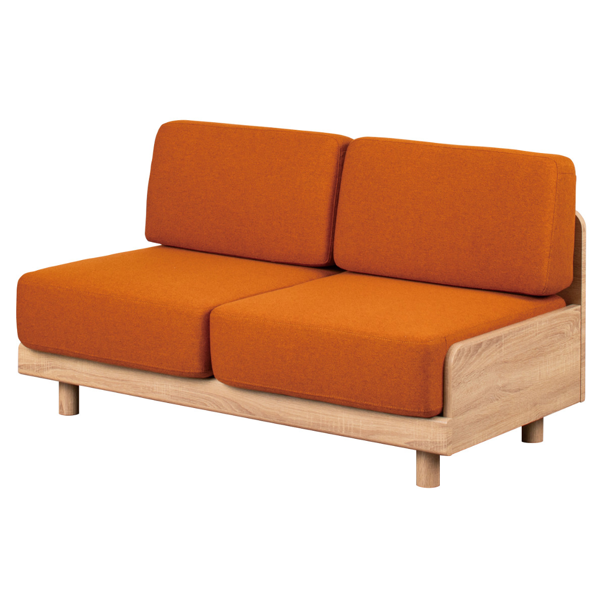 ソファ 2人掛け 幅140cm ピオ ( ソファー コンパクト リビングソファ 二人用 ローソファ フロアソファ アームレス 北欧風 座面 広め ファブリック 通気性 スノコ 省スペース おしゃれ ) 【オレンジ】 オレンジ
