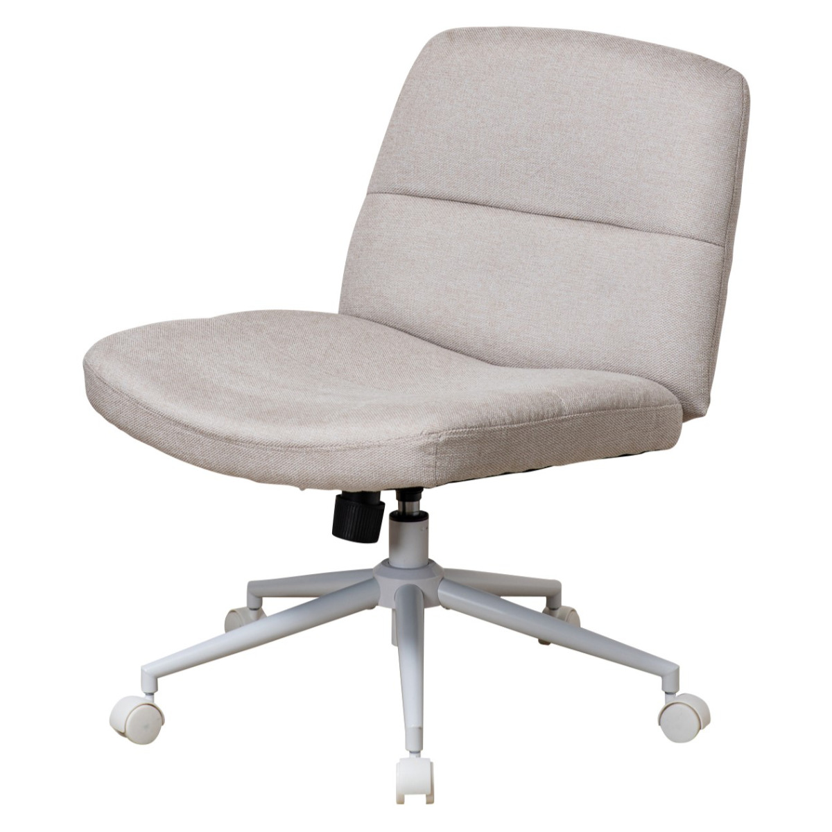 オフィスチェア あぐらがかける 座面ワイド 昇降式 座面高44~51cm ( ワークチェア パソコンチェア ロッキング機能 アームレス 高さ調節 キャスター付き イス オフィス 仕事 ダイニング 在宅 勉強椅子 疲れにくい おしゃれ ) 【アイボリー】 アイボリー