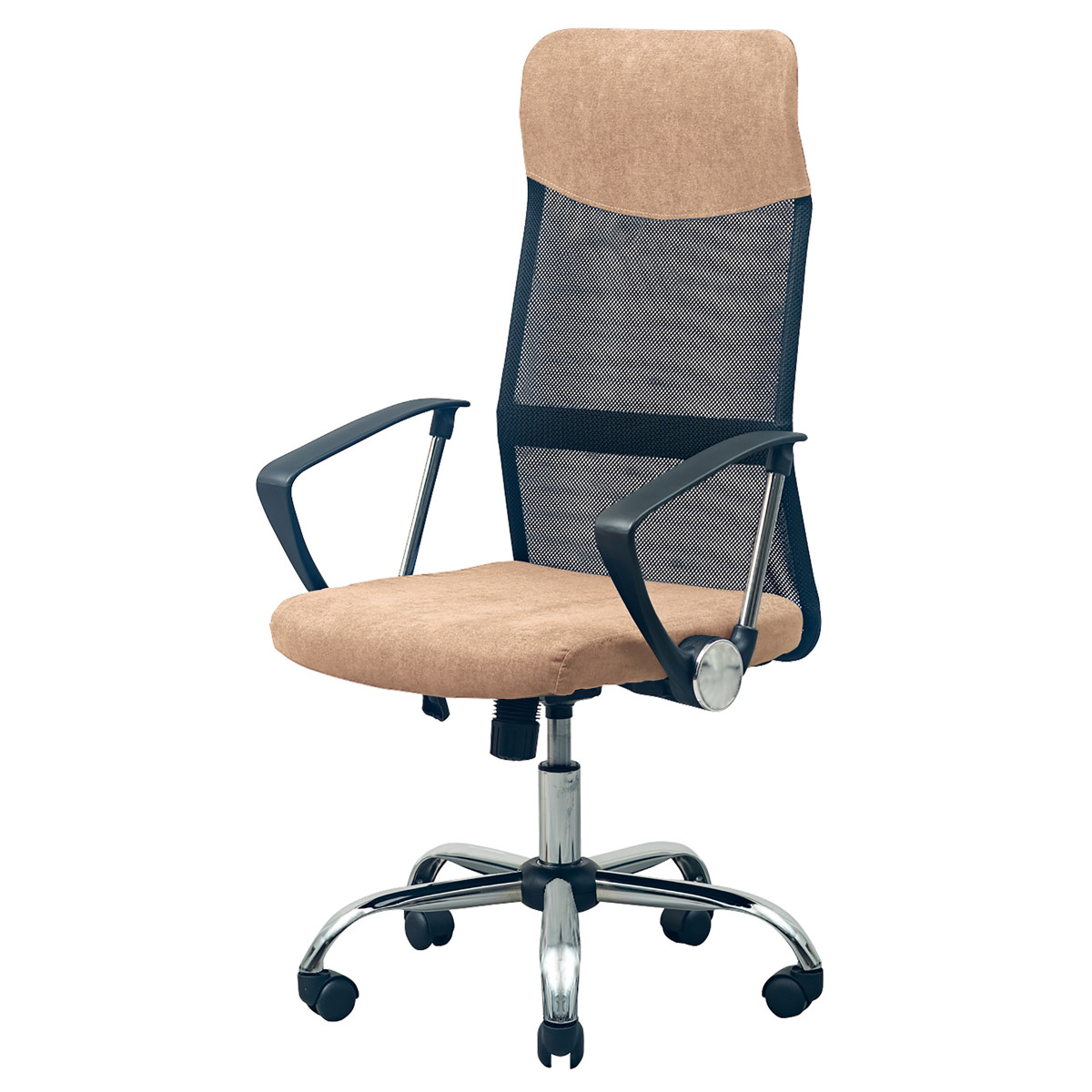 オフィスチェア メッシュ ハイバックタイプ 肘付 昇降式 座面高46~55.5cm シェニール ( ワークチェア パソコンチェア 肘掛け 高さ調節 デスクチェア キャスター付き PCチェア チェア イス オフィス シンプル 仕事 勉強 学習 ) 【モカ】 モカ