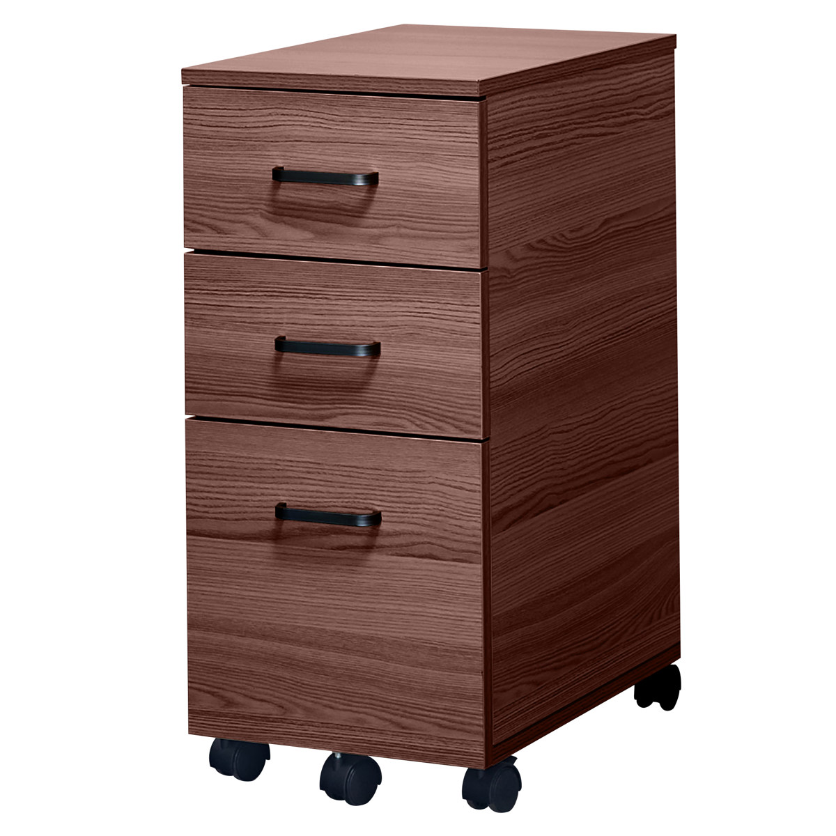 デスクワゴン 3段 コンパクト 幅30cm トライベッカ ( ワゴン サイドワゴン 引き出し 収納 デスク横 サイドチェスト フルオープン A4サイズ 脇机 キャビネット サイドキャビネット 書斎 書類整理 おしゃれ ) 【ブラウン×ブラック】 ブラウン×ブラック