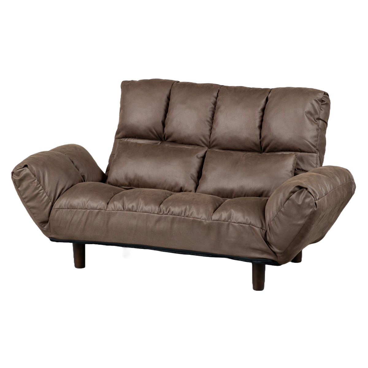 ソファ 2人掛け 幅175cm レザーファブリック生地 ファクト3 ( ソファー リビングソファ アームソファ 背もたれ リクライニング 肘掛け 脚 取り外し ローソファ クッション付き コンパクト ポケットコイル おしゃれ フラット ) 【ブラウン】 ブラウン