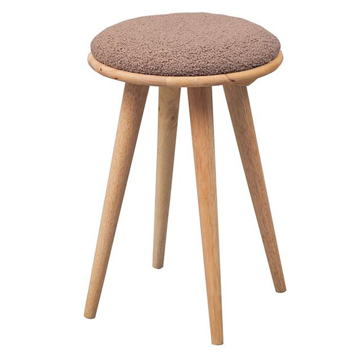 スツール 高さ50cm 円型 置きクッション 起毛生地 ボア生地 ラウンドスツール2 NATURAL SIGNATURE ( 木製スツール チェア イス 椅子 腰掛け 木製 天然木 デザインスツール 玄関 リビング サブチェア 来客用 キッチン おしゃれ ) 【グレージュ】 グレージュ
