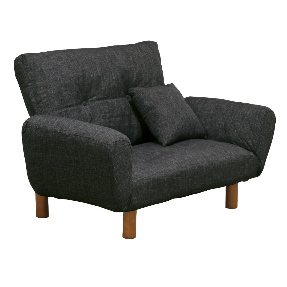 ソファ 2人掛け 幅120cm ファブリック生地 PVC生地 ハーモニー ( ソファー リビングソファ アームソファ 背もたれ 肘掛け リクライニング 脚 取り外し ローソファ クッション付き コンパクト ポケットコイル おしゃれ レザー調 ) 【ブラック】 ブラック