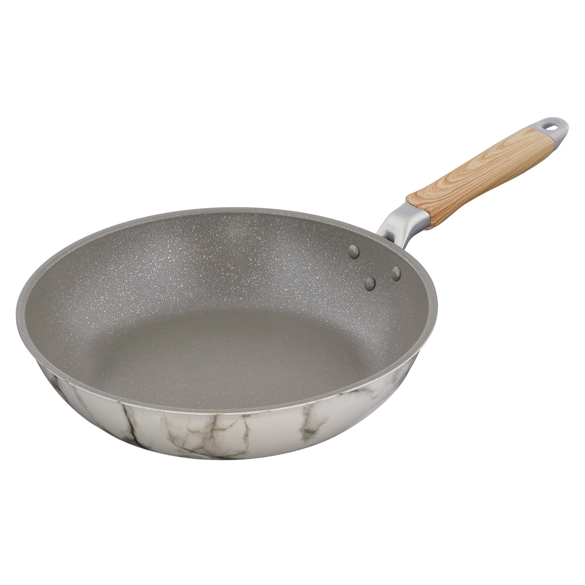 フライパン 28cm IH対応 ふっ素樹脂加工 MARBLE KITCHEN ( ガス火対応 オール熱源対応 炒め鍋 いため鍋 ふっ素加工 軽い 28センチ フッ素コーティング アルミ製 軽量 大理石柄 おしゃれ ) 【ホワイト】 ホワイト