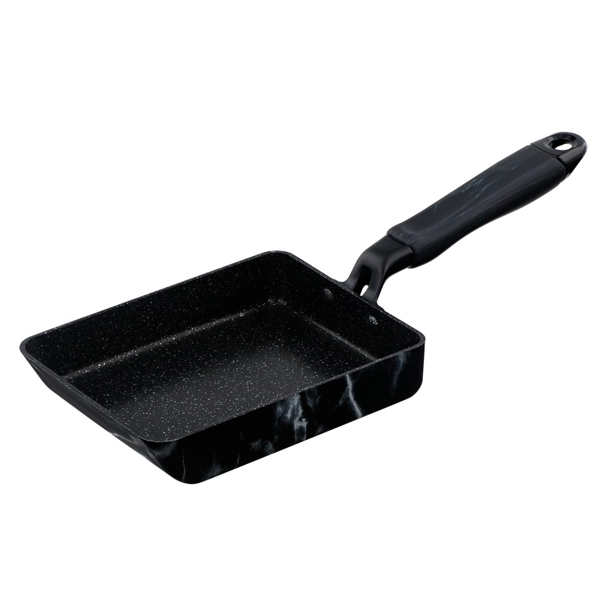 卵焼き器 13×18cm IH対応 ふっ素樹脂加工 MARBLE KITCHEN エッグパン ( ガス火対応 オール熱源対応 ふっ素加工 軽い 玉子焼き器 朝食 弁当 弁当作り アルミ製 フッ素コーティング 軽量 大理石柄 おしゃれ ) 【ブラック】 ブラック