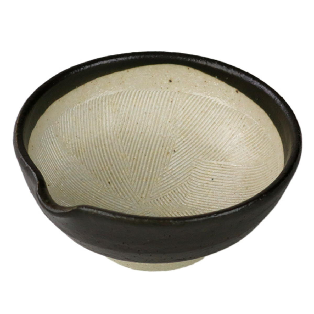 すり鉢 小 片口 SALIU 陶器 白唐津 黒釉 日本製 ( すりばち 陶器製すり鉢 電子レンジ対応 ロロ キッチン用品 キッチン雑貨 キッチン小物 台所用品 キッチングッズ キッチン便利グッズ LOLO ) 【黒釉】 黒釉