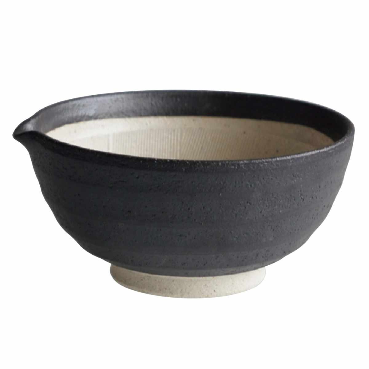 すり鉢 SALIU 片口すり鉢 直径19cm ( 日本製 陶器 美濃焼 すりばち ボウル 鉢 おしゃれ かわいい シンプル とろろ 離乳食 すりごま すり胡麻 ごま 調理 片口 ) 【黒】 黒