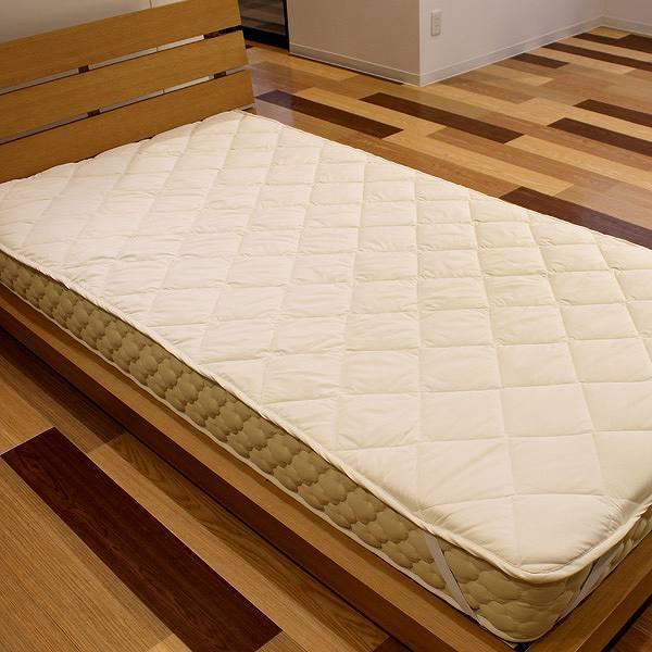 敷きパッド 洗える羊毛 ベッドパッド クィーンサイズ （ 敷きマット 布団 ふとん 敷きパット マット パッド パット 薄い 軽い 日本製 国産 通気性 洗える ウール 寝具 ）