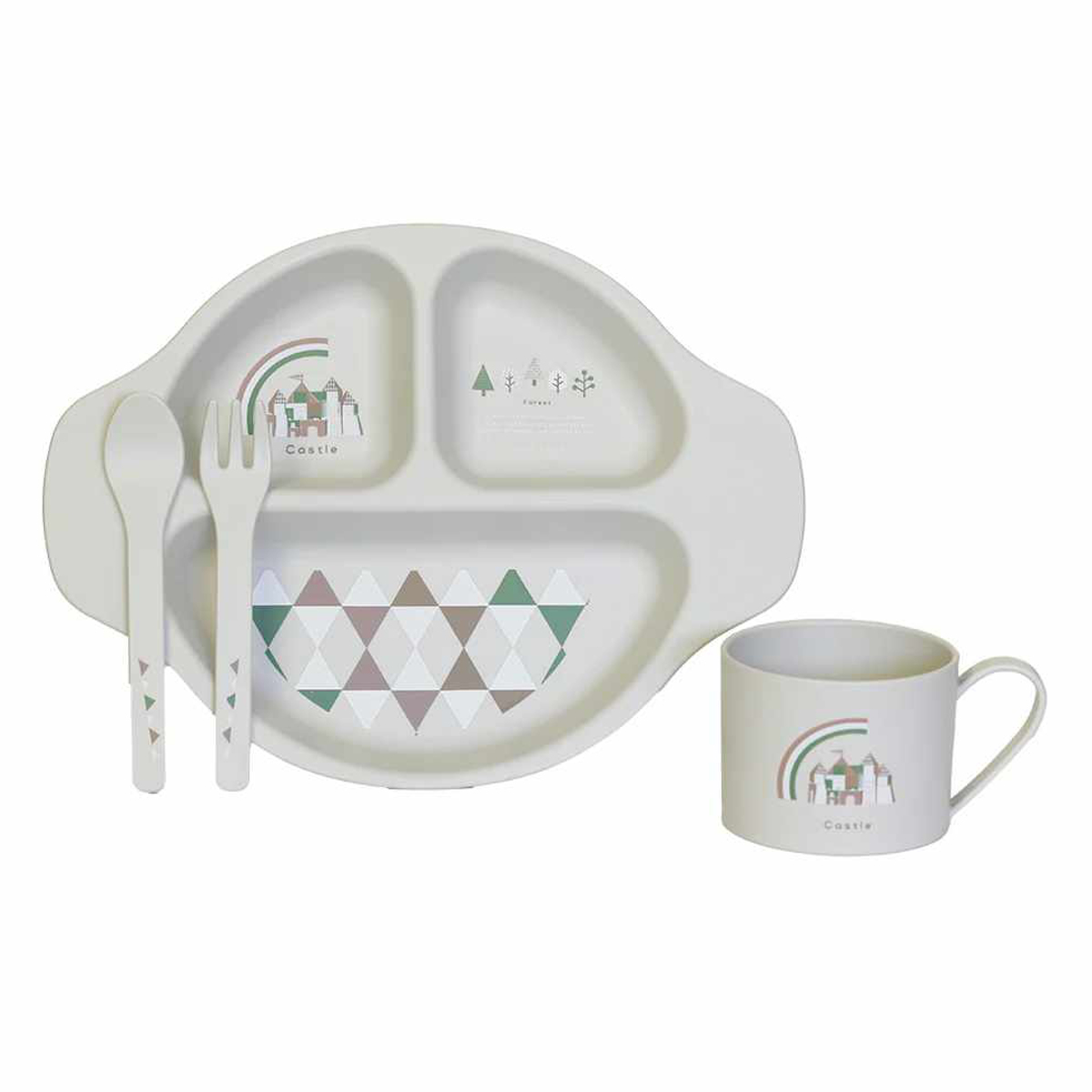 子ども向け 食器セット 安心 100%トウモロコシ由来 エコフレンドリー ( ギフトセット 子供用食器 プラスチック ランチプレート スプーン フォーク コップ 食洗機対応 キッズ 子ども ベビー食器 おしゃれ プレゼント 出産祝い )