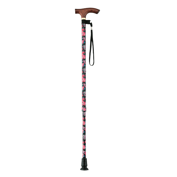 杖 伸縮 スマイルステッキ 軽量 女性 男性 ( つえ ステッキ 伸縮杖 伸縮式 10段階調節 一点杖 長さ調節 介護用 高齢者 歩行補助 ストラップ付 介護用品 転倒防止 SGマーク リハビリ おしゃれ ) 【黒】 黒