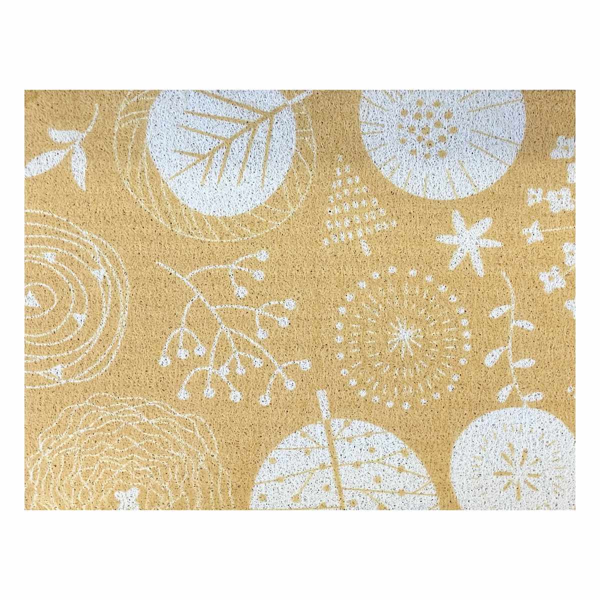 玄関マット ふわふわミニマット 屋内 45×58cm ( 屋外 屋外兼用 泥落とし 洗える 水洗い 滑り止め マット 薄手 幅58cm おしゃれ カフェ ベランダ デッキ テラス 玄関 PVC素材 外用 コンパクト ) 【イエロー】 イエロー