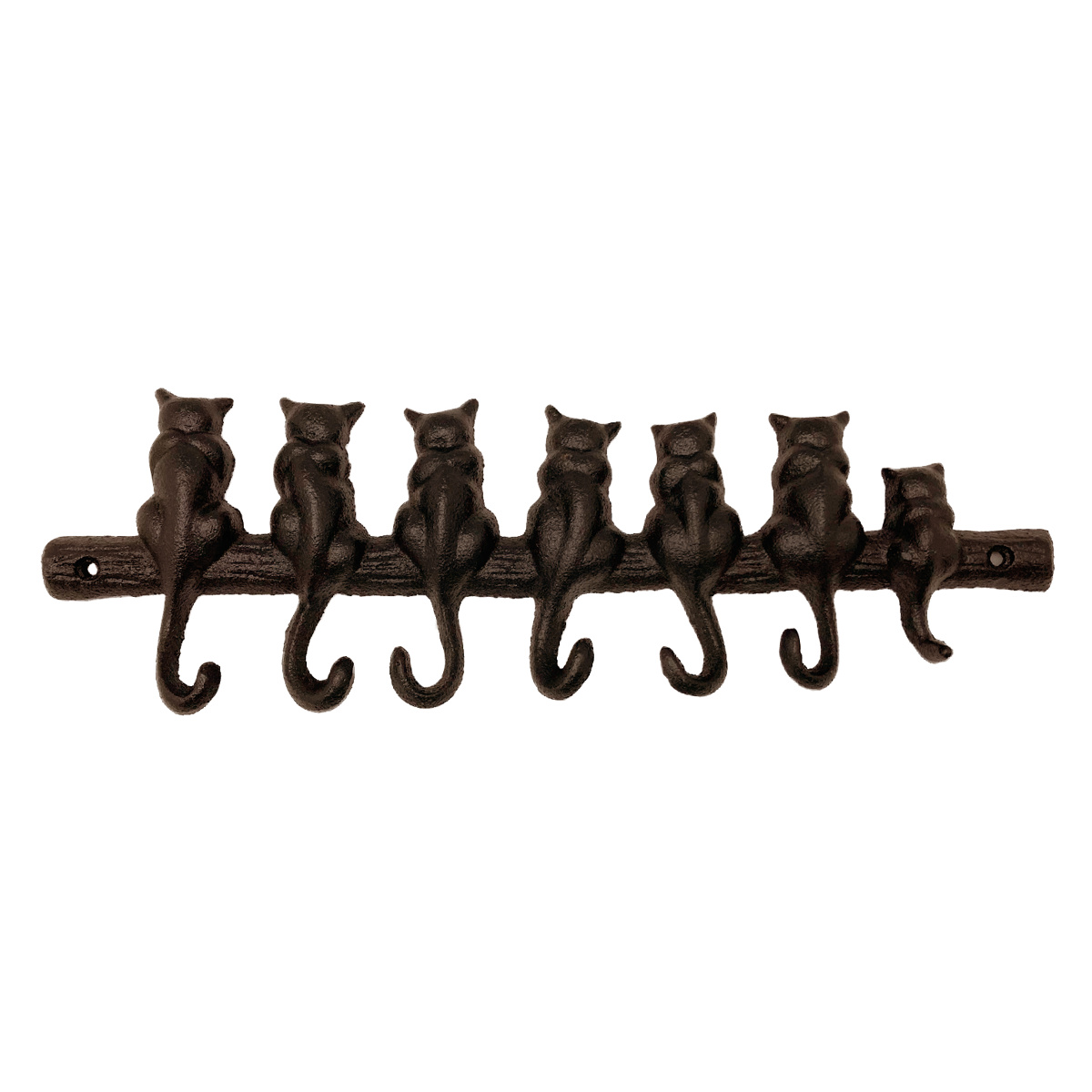 フック キャストアイアン 7キャット 壁掛け ( 壁 DIY 壁掛けフック アイアン 金具 ネジ ウォールフック 収納 7連 ネコ ネジ止め アンティーク ヴィンテージ おしゃれ 壁面フック 壁面収納 猫 デザイン かわいい ) 【ラスティ】 ラスティ