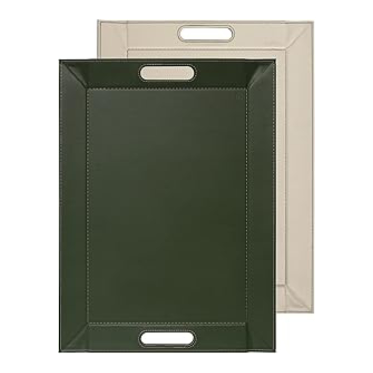 トレー 55×41cm ノンスリップ フリーフォームトレー ランチョンマット リバーシブル ( お盆 すべらない トレイ すべり止め 折りたたみ 盆 両面 マット 滑り止め 一人用 お茶 ) 【オリーブ×クリーム】 オリーブ×クリーム