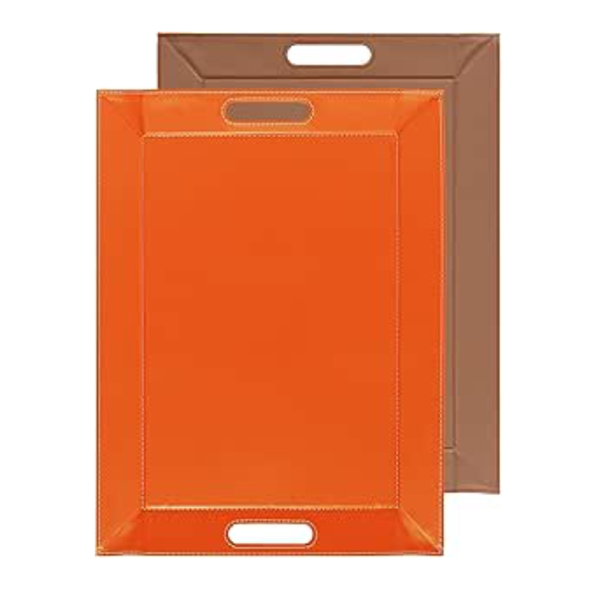 トレー 55×41cm ノンスリップ フリーフォームトレー ランチョンマット リバーシブル ( お盆 すべらない トレイ すべり止め 折りたたみ 盆 両面 マット 滑り止め 一人用 お茶 ) 【オレンジ×トープ】 オレンジ×トープ