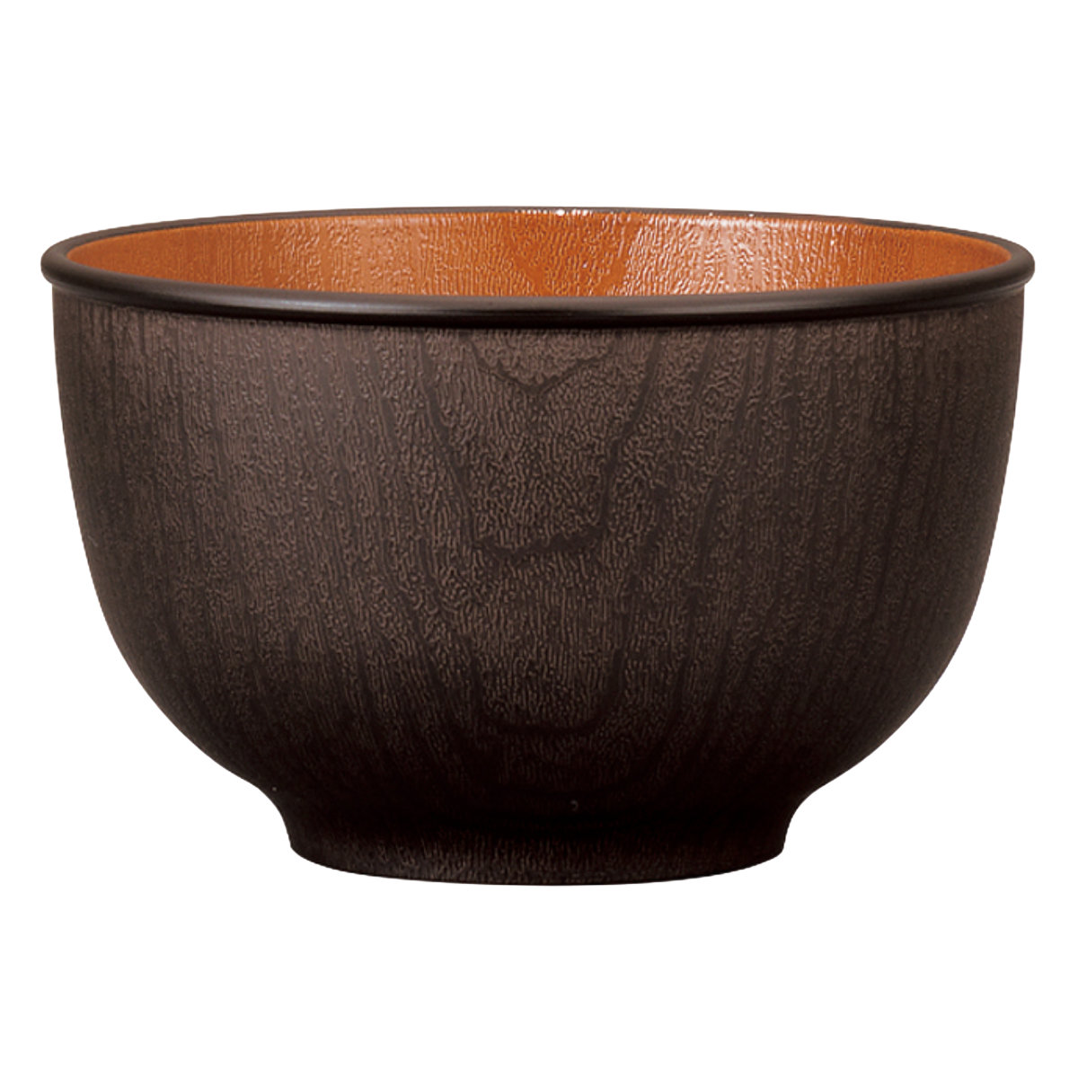 ボウル 木目ラウンドボウル M ナチュール ( 12.9cm 電子レンジ対応 食洗機対応 樹脂製 日本製 鉢 器 うつわ 食器 おしゃれ 和モダン 和風 ナチュラル 木目調 ) 【ブラック×ブラウン】 ブラック×ブラウン