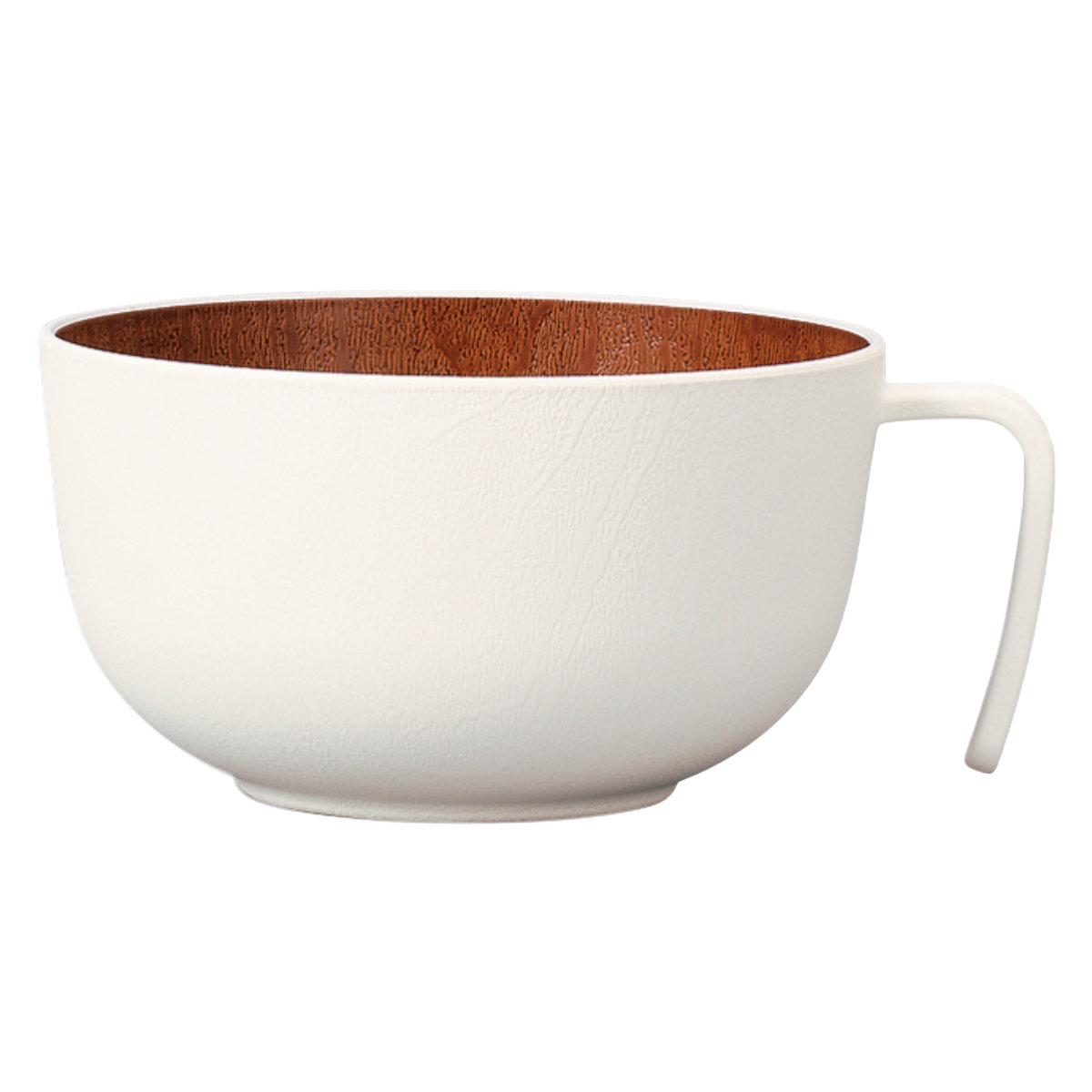 ボウル 持ち手付スープボウル ナチュール ( 500ml 電子レンジ対応 食洗機対応 樹脂製 日本製 スープカップ 食器 おしゃれ 和モダン 和風 ナチュラル 木目調 ) 【ホワイト×ブラウン】 ホワイト×ブラウン