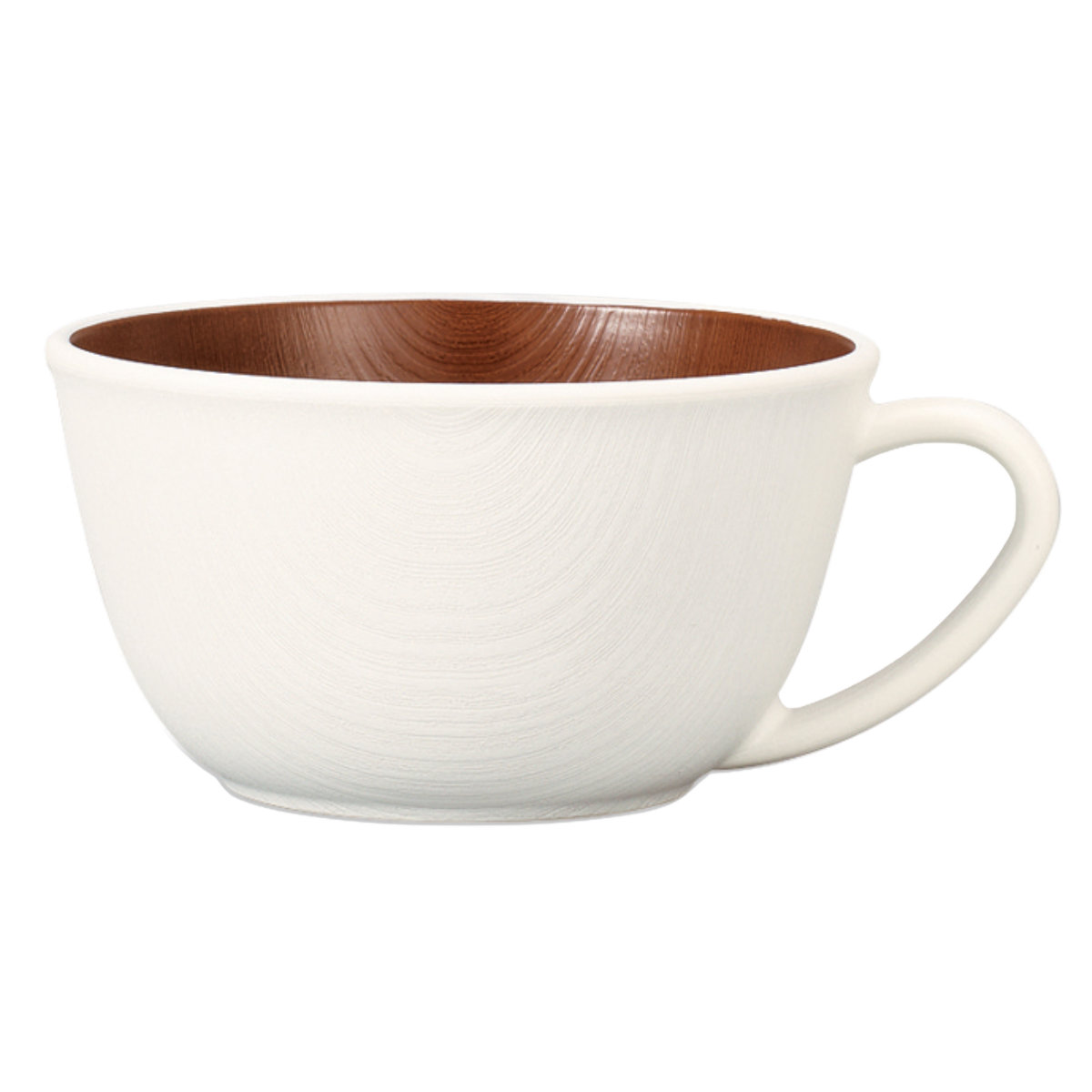ボウル 木目スープカップ ナチュール ( 430ml 電子レンジ対応 食洗機対応 樹脂製 日本製 スープカップ 食器 おしゃれ 和モダン 和風 ナチュラル 木目調 ) 【ホワイト×ブラウン】 ホワイト×ブラウン