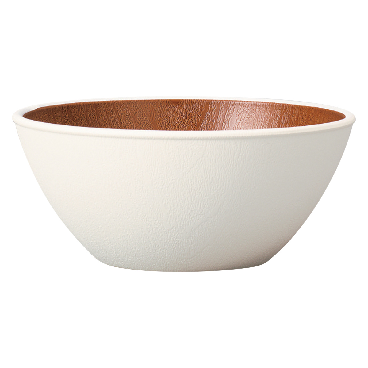 ボウル 欅杢目ボウル 中 ナチュール ( 15cm 電子レンジ対応 食洗機対応 樹脂製 日本製 鉢 器 うつわ 食器 おしゃれ 和モダン ナチュラル ) 【ホワイト×ブラウン】 ホワイト×ブラウン