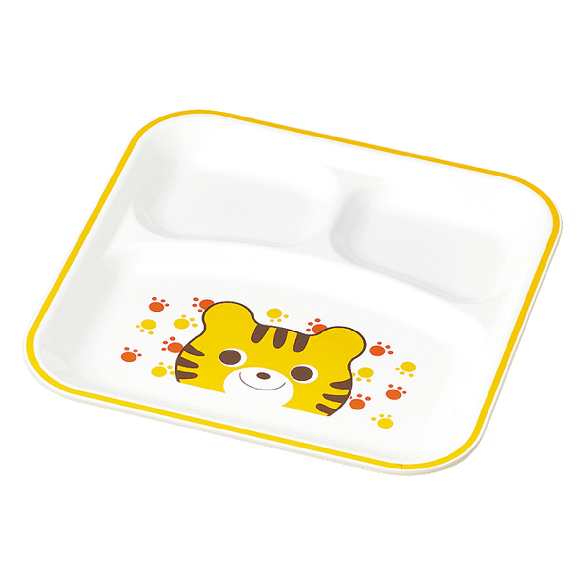 ランチプレート ハグミー スクウェアランチプレート ( 電子レンジ対応 食洗機対応 日本製 樹脂製 子供 子ども キッズ 食器 ワンプレート プレート 皿 お皿 仕切り付き かわいい おしゃれ クマ パンダ トラ ) 【トラ】 トラ