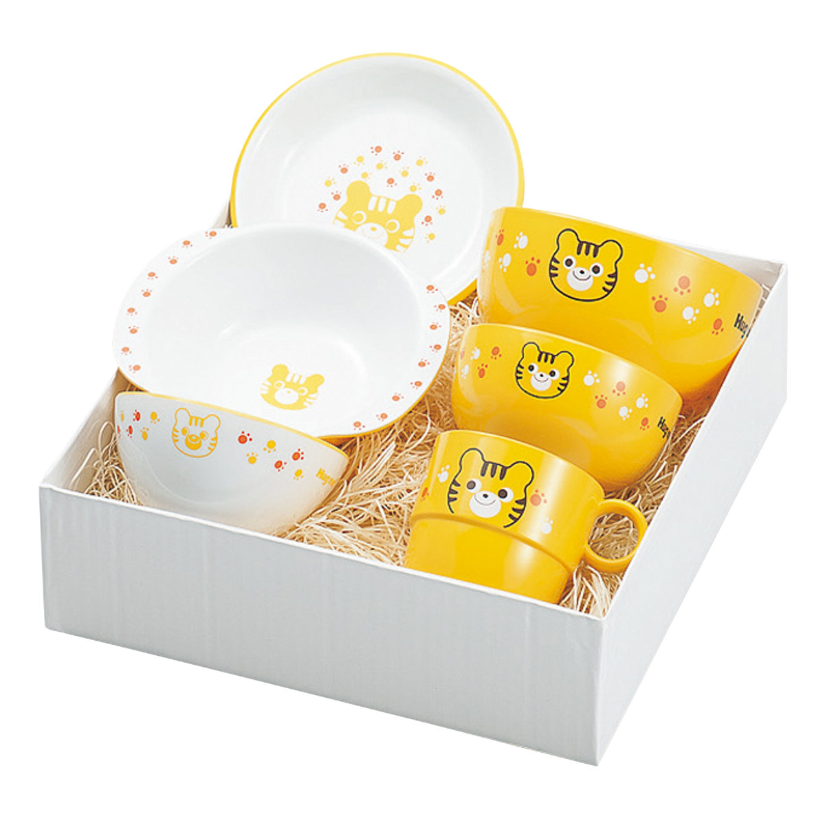 ハグミー 食器 6点セット ( 電子レンジ対応 食洗機対応 日本製 樹脂製 子供 子ども キッズ 食器セット 茶碗 汁椀 鉢 小鉢 ボウル プレート 皿 お皿 かわいい おしゃれ ) 【トラ】 トラ