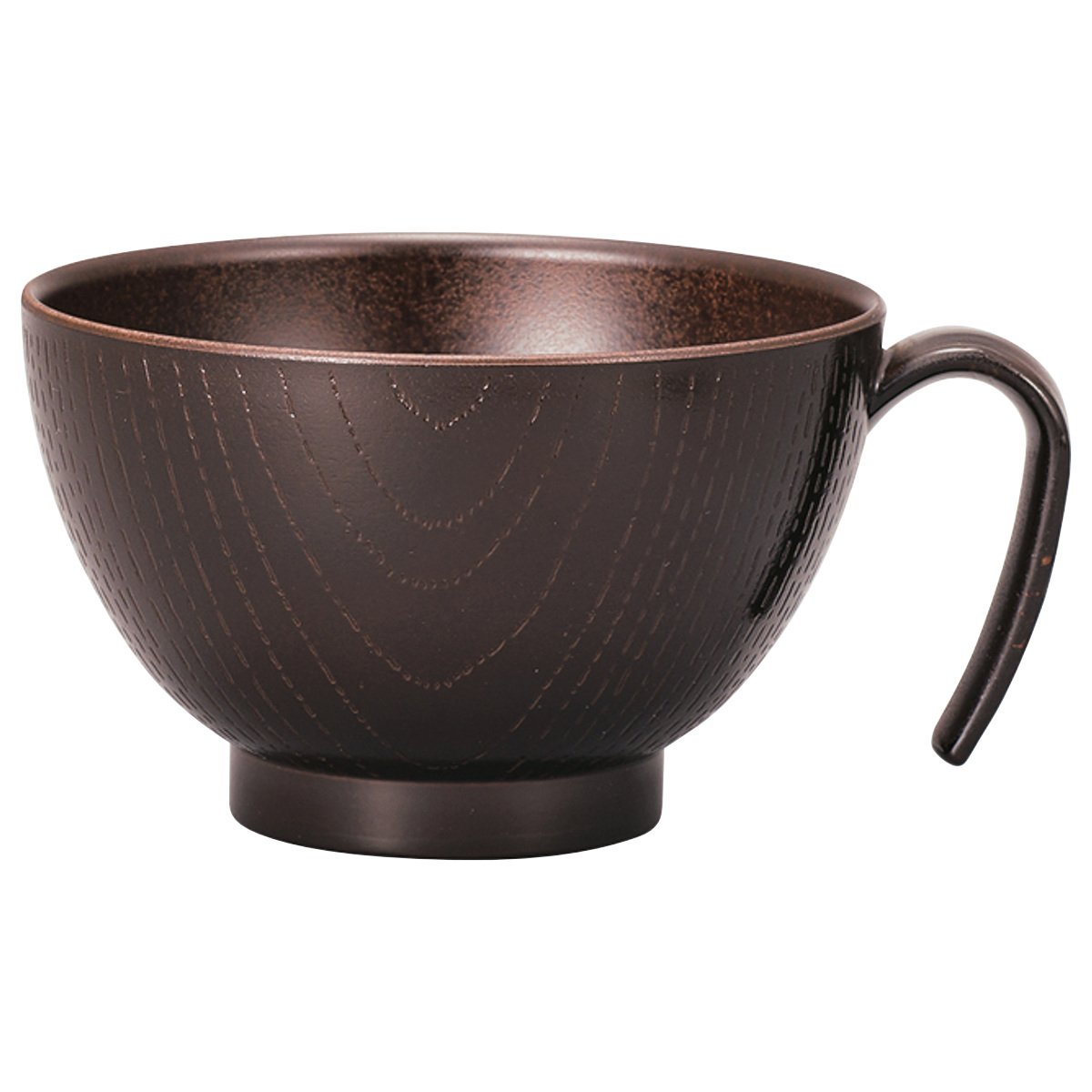 汁椀 レンジ手付 木目椀 L ( 600ml 電子レンジ対応 食洗機対応 樹脂製 日本製 お椀 おわん 取っ手付き カップ スープ 食器 おしゃれ 和モダン 和風 ナチュラル カフェ風 )