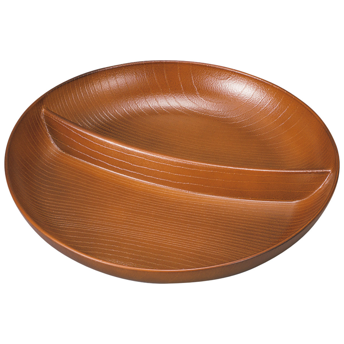 ランチプレート 欅杢目サークルプレート ( 電子レンジ対応 食洗機対応 樹脂製 日本製 皿 お皿 食器 プレート 仕切皿 仕切り皿 おしゃれ 和モダン 和風 ナチュラル 木目調 カフェ風 ) 【ライトブラウン】 ライトブラウン