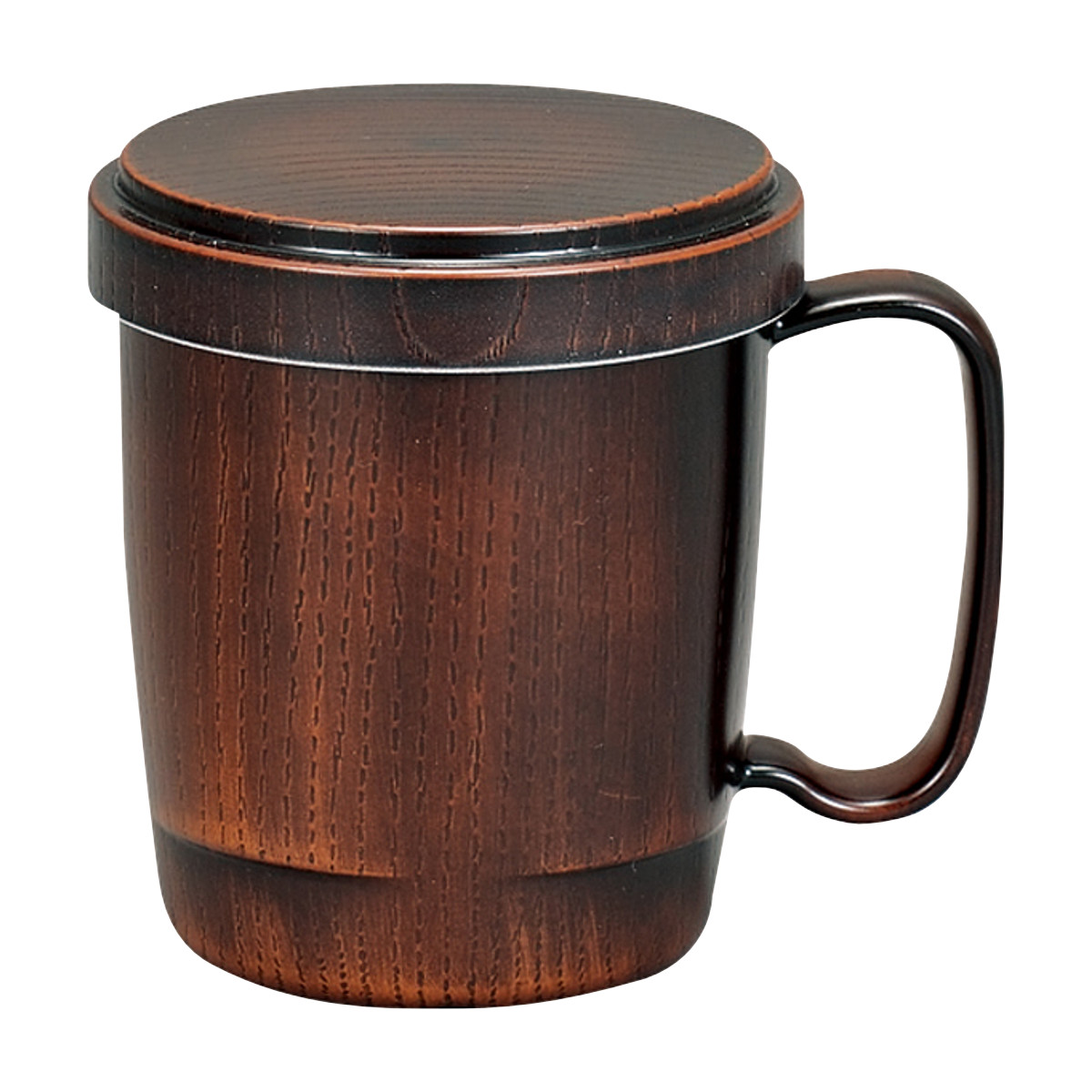 マグカップ フタ付スタックマグカップ 栃塗 ( 380ml 食洗機対応 電子レンジ対応 プラスチック 樹脂 日本製 マグ マグコップ カップ 食器 おしゃれ 和モダン 和風 ナチュラル 木目調 )