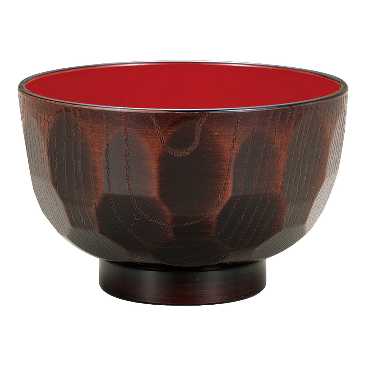 汁椀 レンジ亀甲汁椀 栃塗 ( 10.8cm 350ml 電子レンジ対応 食洗機対応 日本製 おわん お椀 食器 亀甲 木彫り風 木目調 和風 和モダン シック おしゃれ )