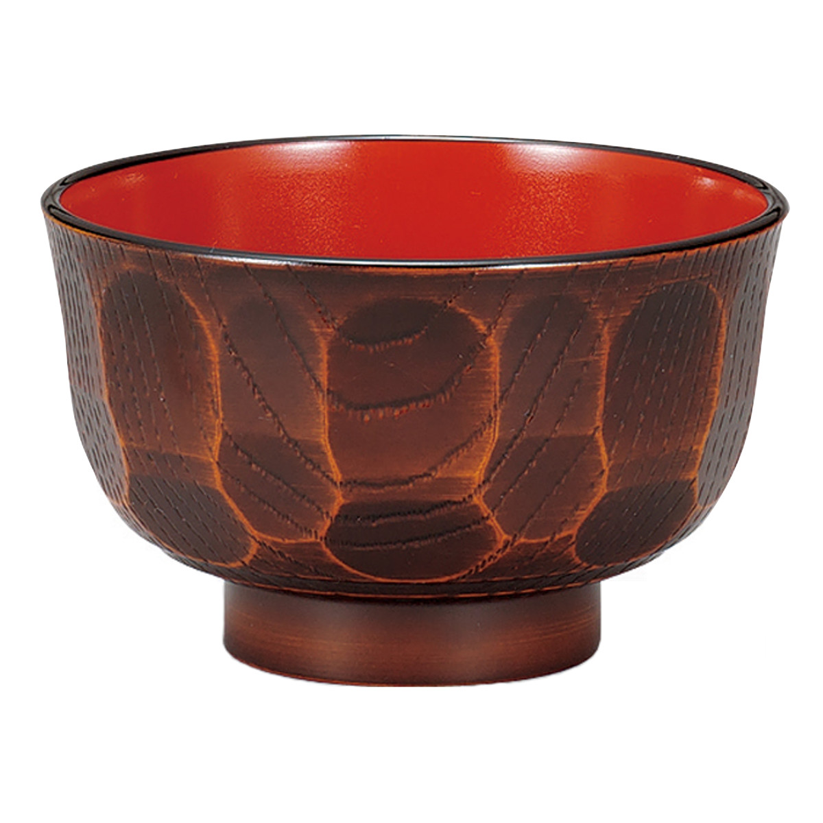 汁椀 レンジ汁椀 亀甲栃木目 ( 10.8cm 320ml 電子レンジ対応 食洗機対応 日本製 おわん お椀 食器 亀甲 木彫り風 木目調 和風 和モダン シック おしゃれ )