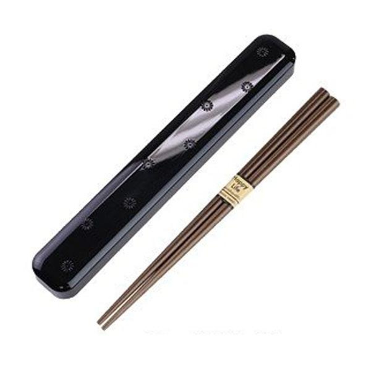 箸・箸箱セット 和MON 18cm ディープカラー ( お箸 箸箱 お弁当用箸 花柄 my箸 はし おはし ケース 日本製 和柄 和デザイン ) 【黒菊文様】 黒菊文様
