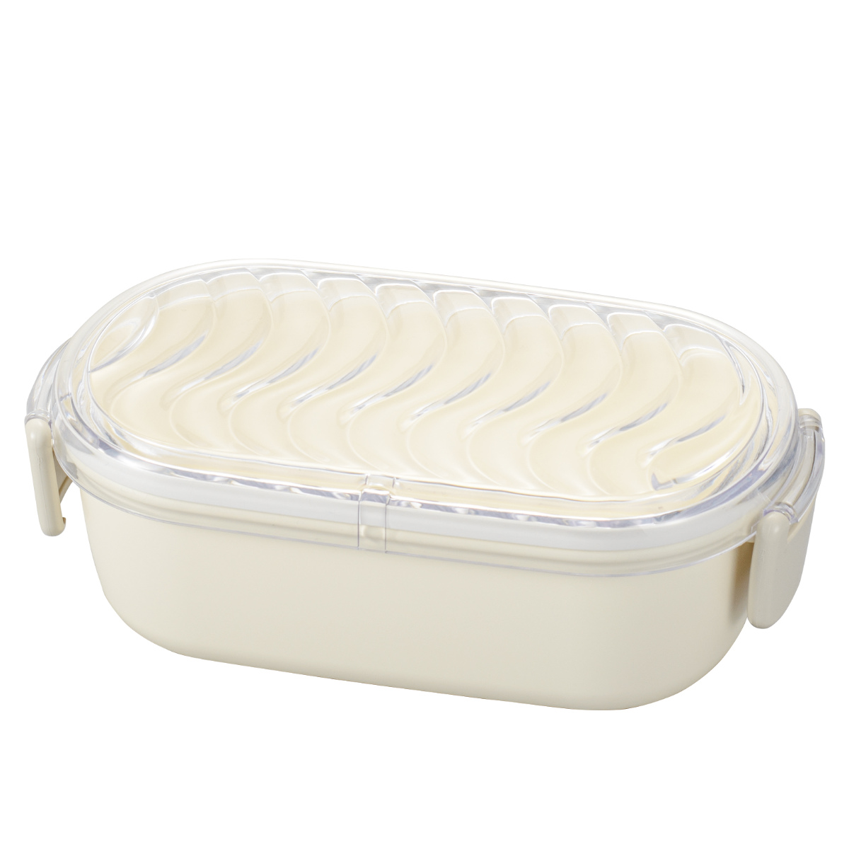 弁当箱 1段 600ml WAVE レクタングル ( お弁当箱 ランチボックス 食洗機対応 レンジ対応 一段 小判型 クリア 日本製 食洗機OK レンジOK お弁当 弁当 一段弁当 一段弁当箱 1段弁当箱 おしゃれ ) 【ホワイト】 ホワイト